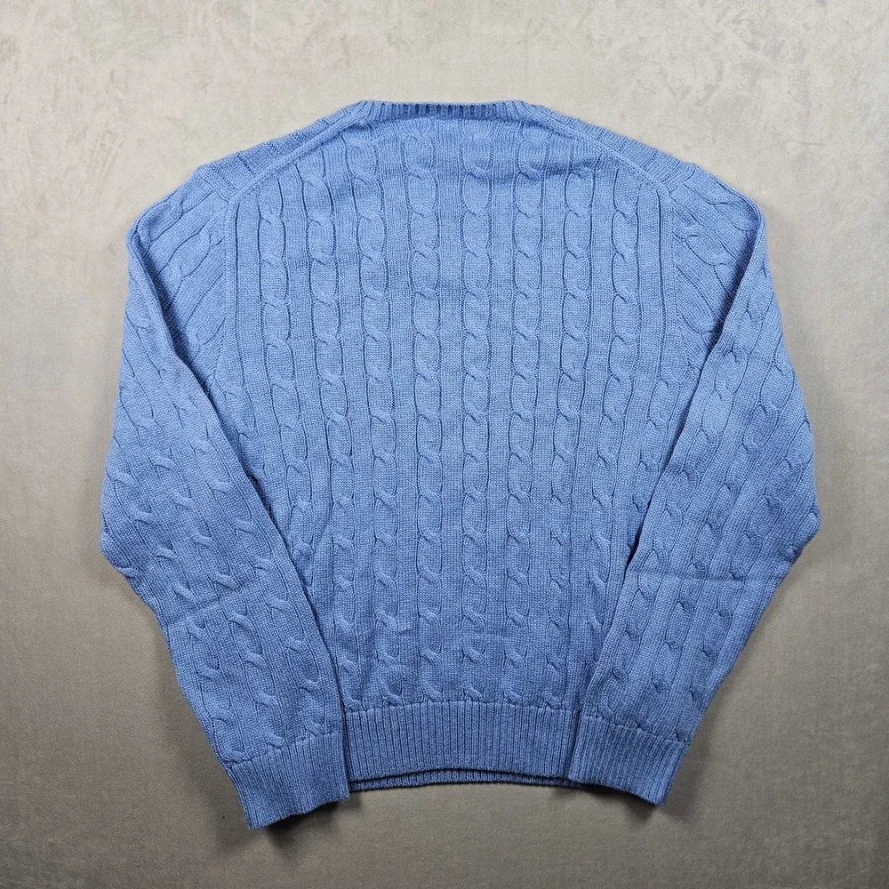 NEW Polo Ralph Lauren Sweater Mens XL Blue Cable Knit Cotton Crew Neck MSRP $110